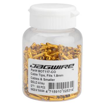 Jagwire 1.8mm Cable End Crimps Gold Bottle/500