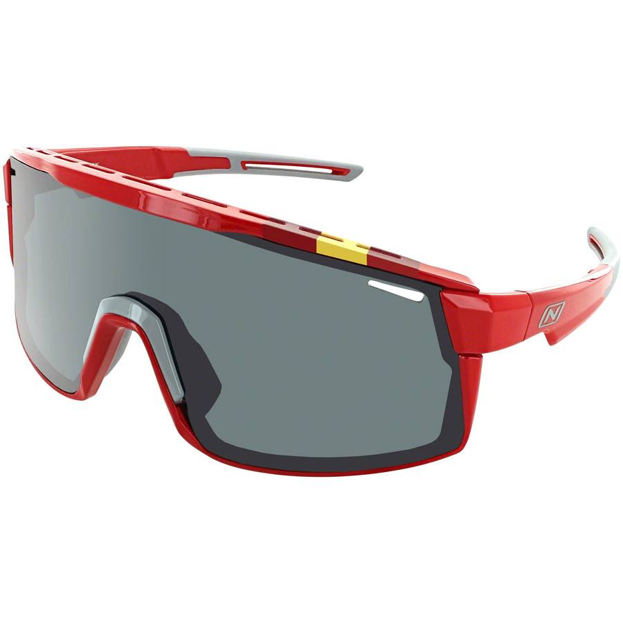 Optic nerve fixie max sunglasses shiny red spanish flag rim smoke lens with silver mirror 1 1