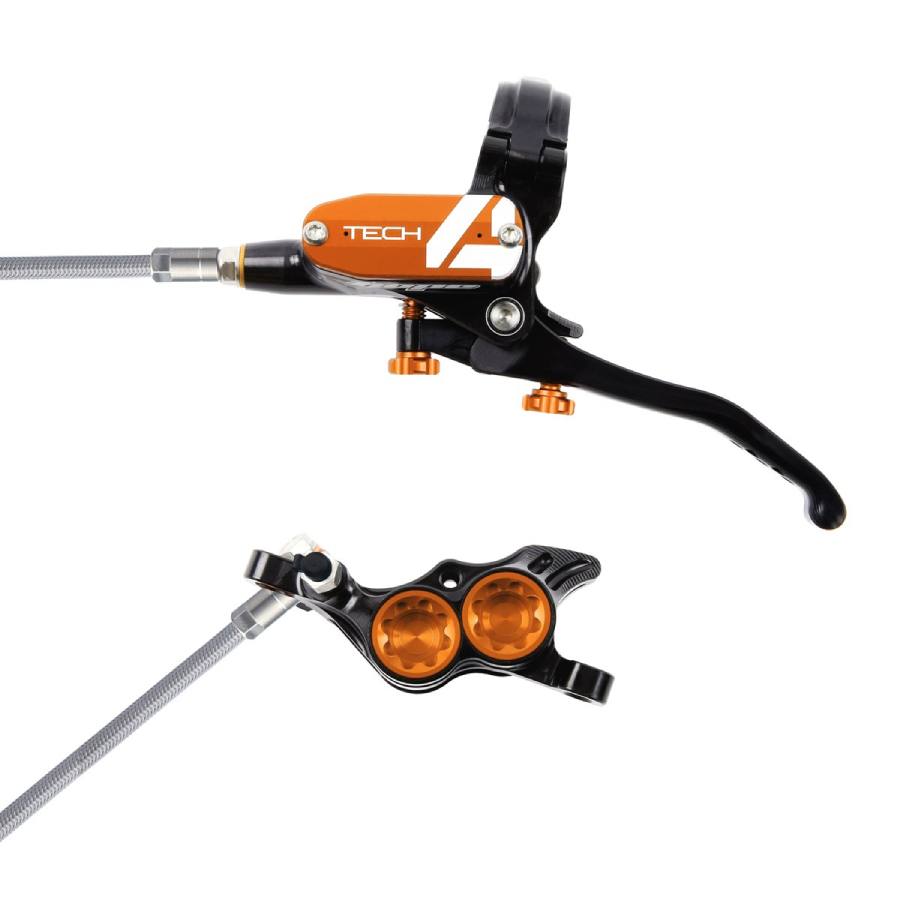 Tech 4 e4 no rotor braided hose black orange