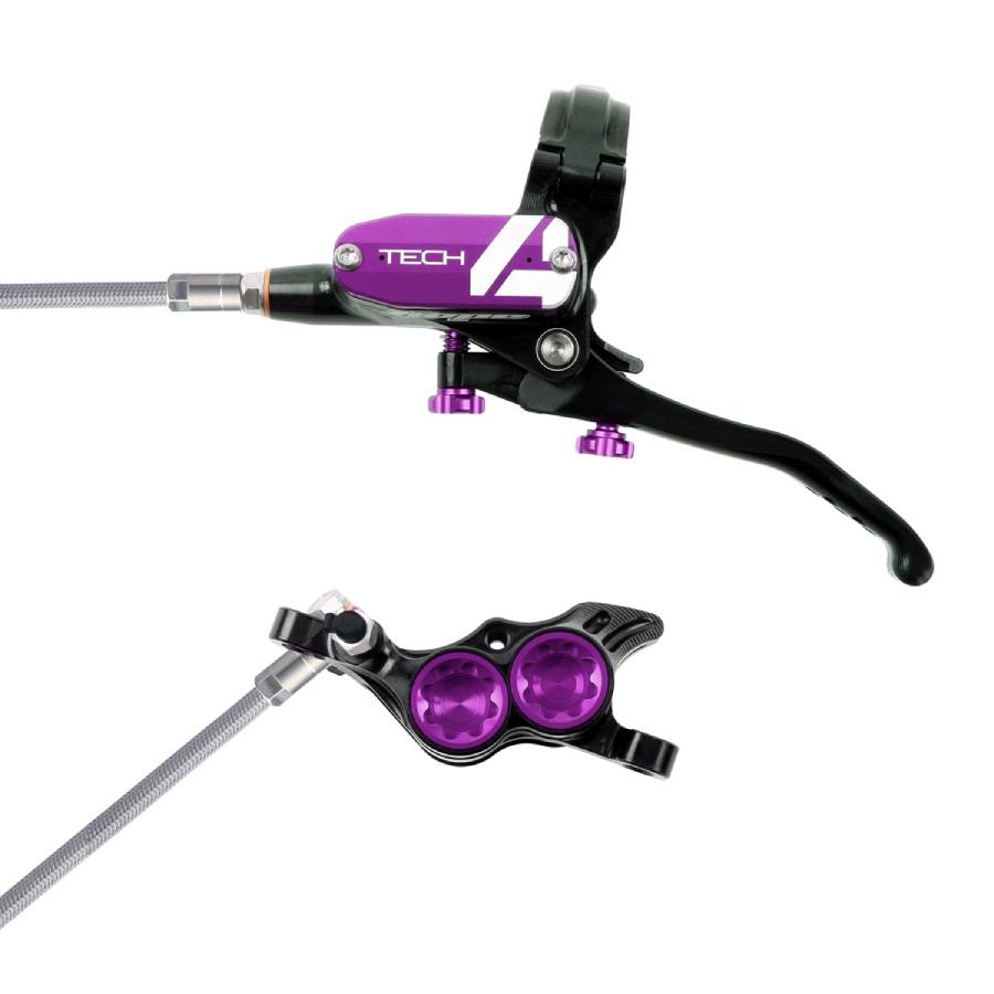Tech 4 e4 no rotor braided hose black purple