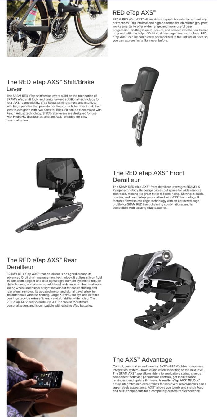 SRAM RED ETap AXS Electronic Road Groupset 2x, 12Speed, Cable Brake/Shift Levers, ETap AXS