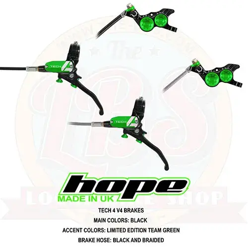 Hope tech 4 v4 downhill am mtb brakes limited edition factory racing green - new black green