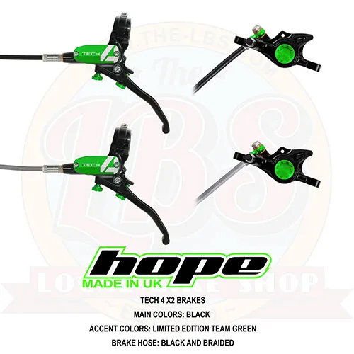 Hope tech 4 x2 xc gravel mtb brakes limited edition factory racing green - new