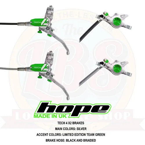 Hope tech 4 x2 xc gravel mtb brakes limited edition factory racing green - new